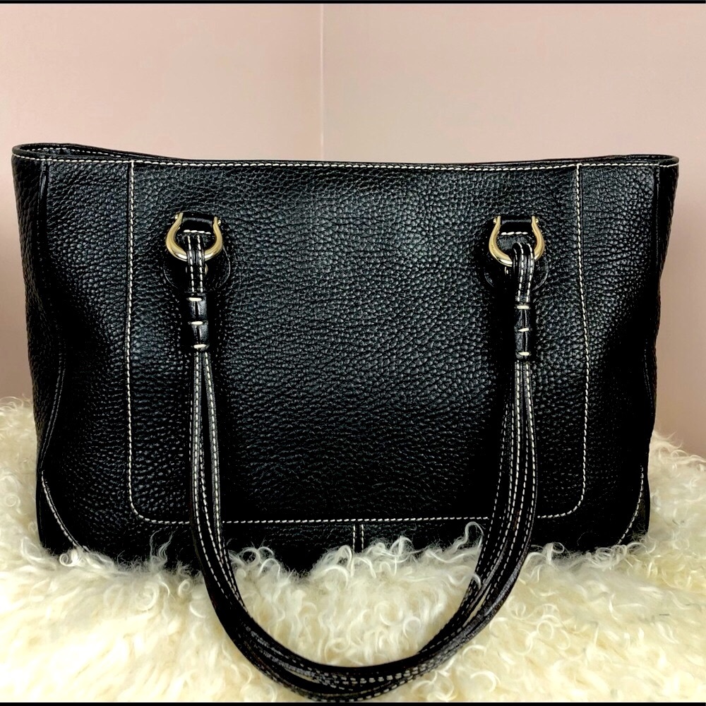 Kate Spade Crossing Multi-strand Handle Black Pebble Leather Shoulder Bag